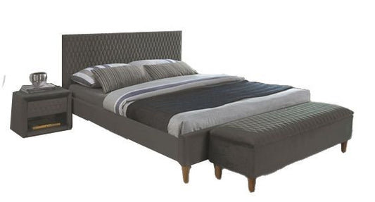 Double Bed Azurro Velvet | size: Length: 206cm, Width: 165cm, Height: 96cm | color: Gray | image: 1 | variant: 1010127