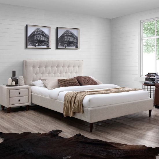 Double Bed Beverley | size: Length: 219cm, Width: 146.5cm, Height: 105cm | color: Beige | image: 1 | variant: 1005195