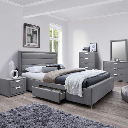 Double Bed Caren 2 | size: Length: 220.5cm, Width: 165cm, Height: 110cm | color: Gray | image: 1 | variant: 1011844