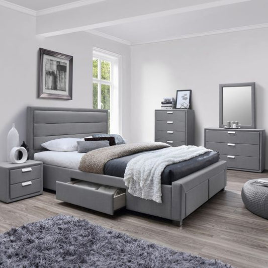 Double Bed Caren | size: Length: 220.5cm, Width: 165cm, Height: 110cm | color: Gray | image: 1 | variant: 1010971