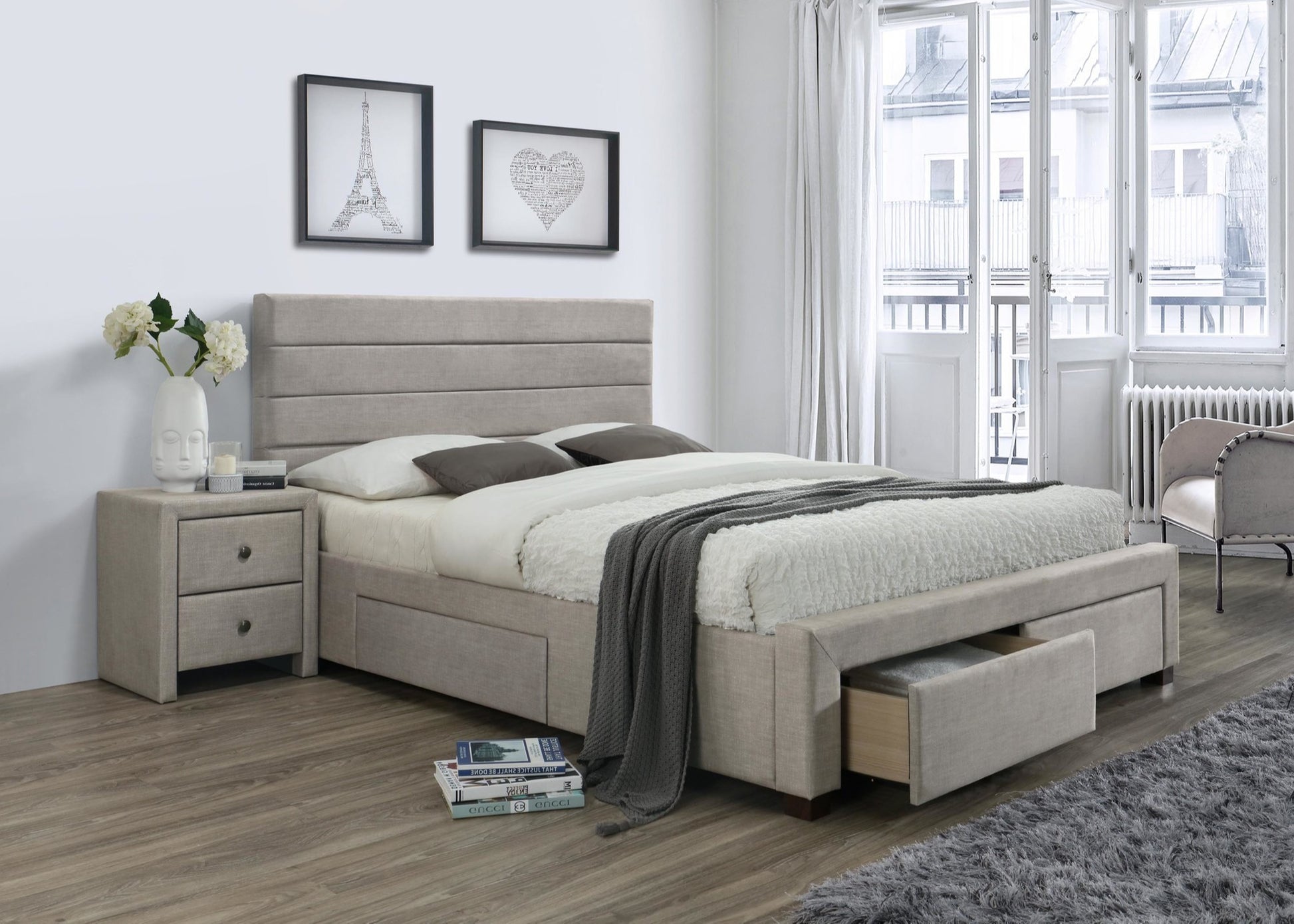 Double Bed East Beijing | size: Length: 217cm, Width: 165cm, Height: 111cm | color: Beige | image: 2 | variant: 1006695