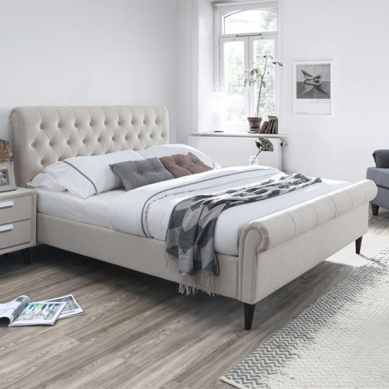 Double Bed East Criccieth | size: Length: 234cm, Width: 167.5cm, Height: 110cm | color: Beige | image: 1 | variant: 1005507