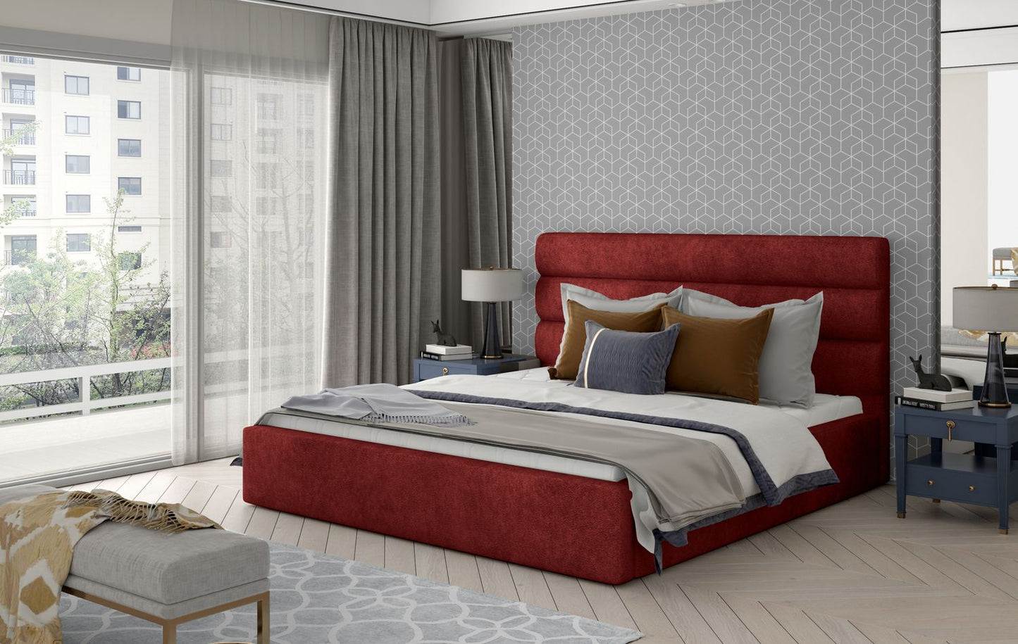 Double Bed East Fishguard 3 | size: Length: 223cm, Width: 220cm, Height: 93cm | color: Dora | image: 1 | variant: 1010835