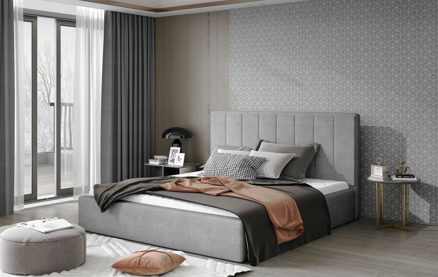 Double Bed East Oldham 1 | size: Length: 223cm, Width: 180cm, Height: 93cm | color: Omega | image: 1 | variant: 1010663