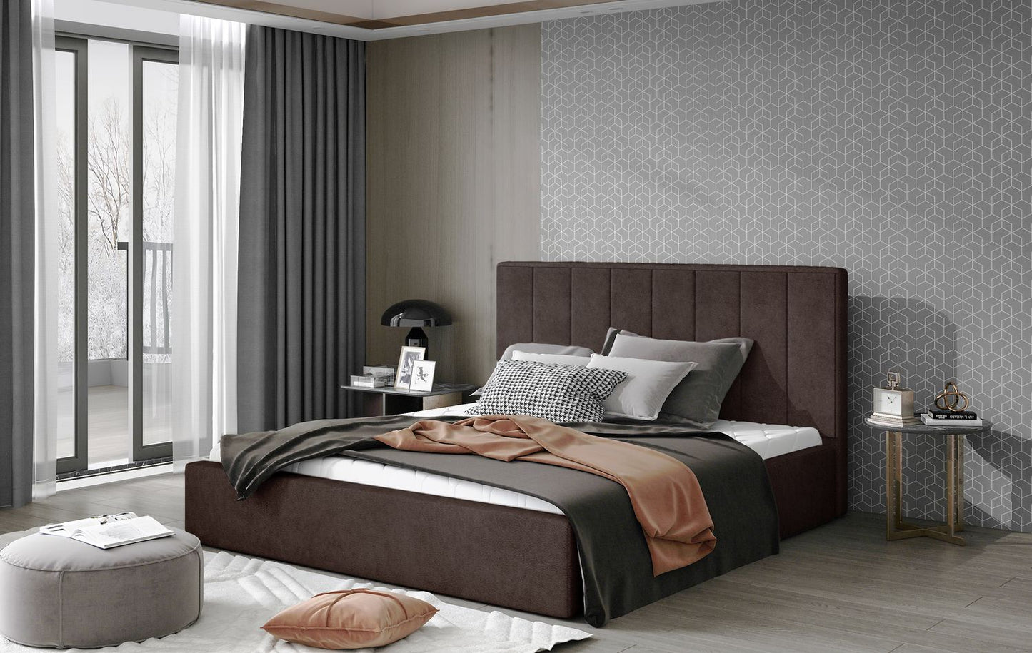 Double Bed East Oldham 3 | size: Length: 223cm, Width: 220cm, Height: 93cm | color: Dora | image: 1 | variant: 1010687