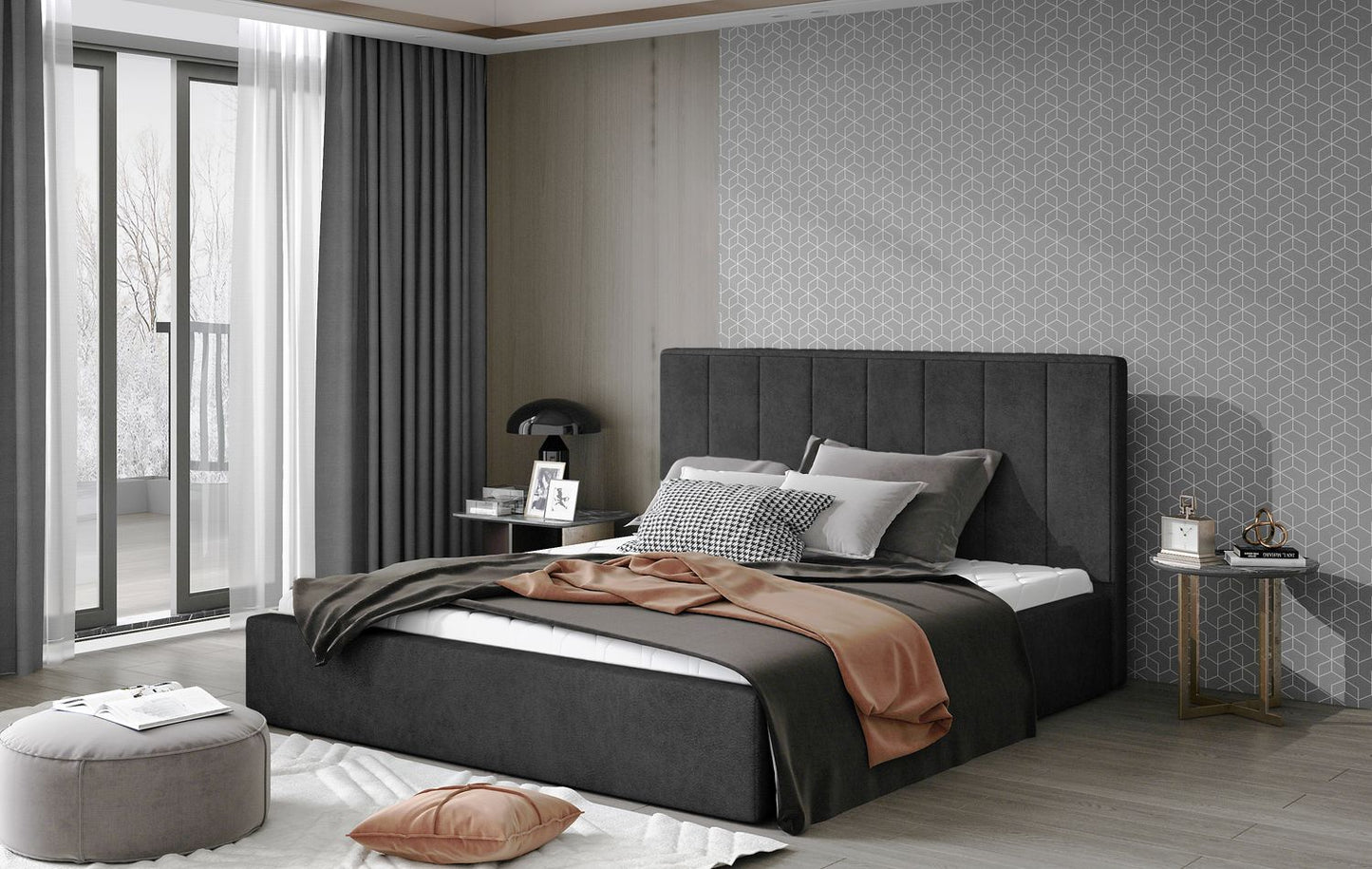 Double Bed East Oldham 3 | size: Length: 223cm, Width: 220cm, Height: 93cm | color: Dora | image: 1 | variant: 1010689