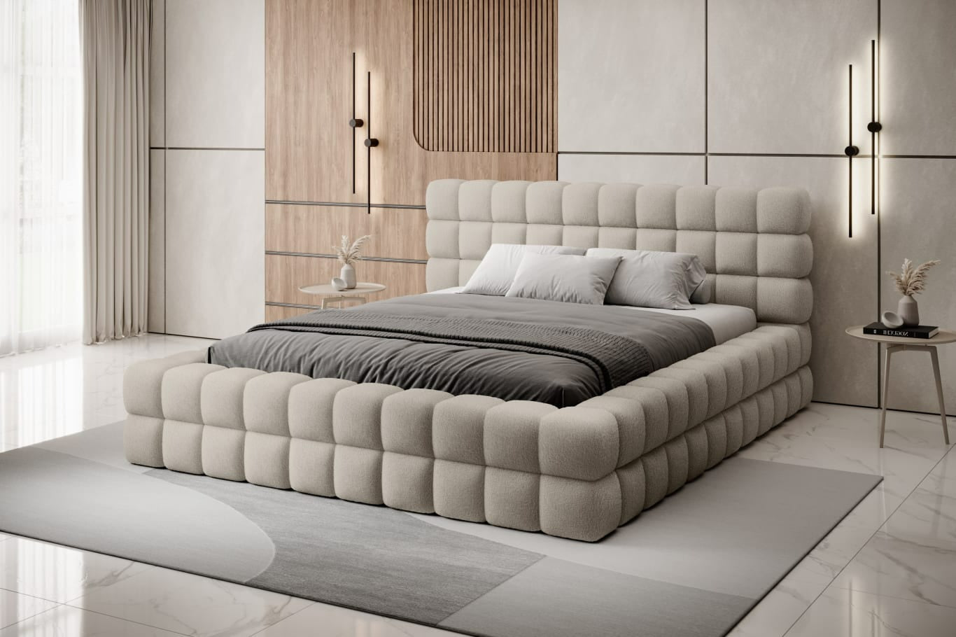 Double Bed East Petersburg 1 | size: Length: 225cm, Width: 204cm, Height: 104cm | color: Royal | image: 2 | variant: 1011052