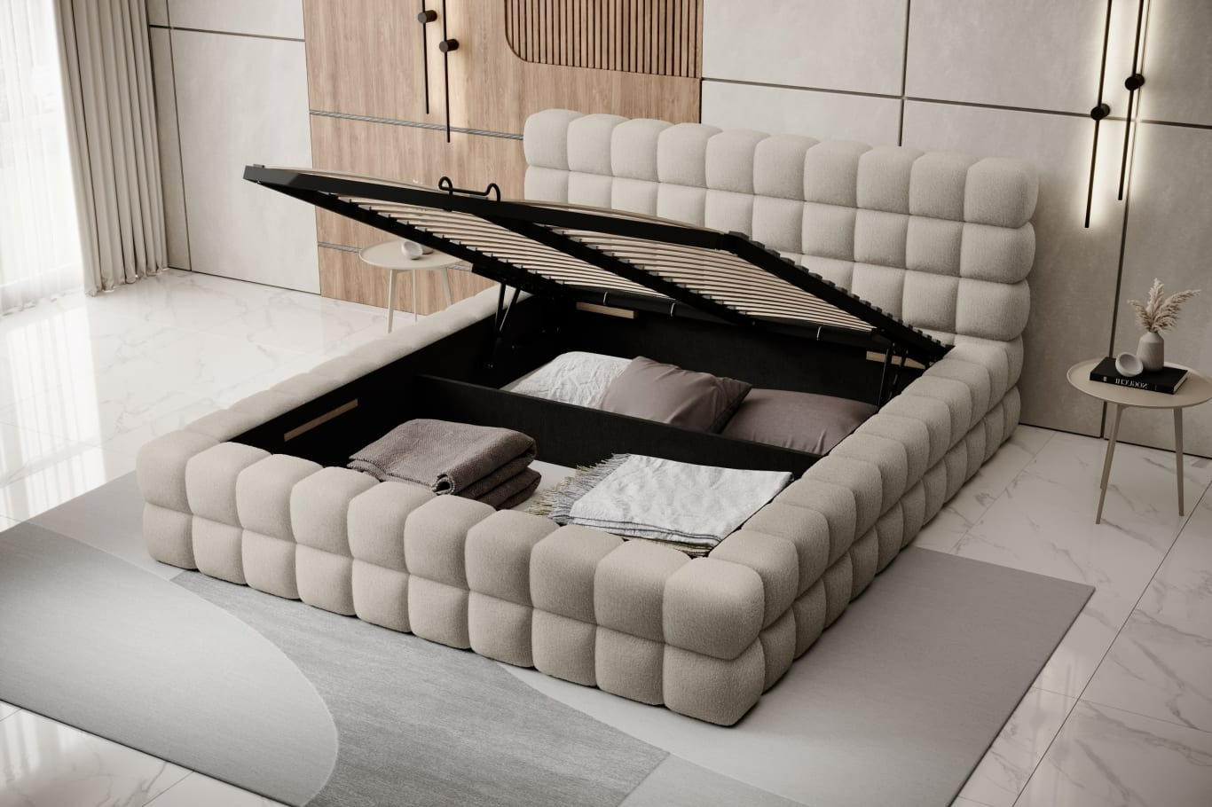 Double Bed East Petersburg | size: Length: 225cm, Width: 184cm, Height: 104cm | color: Royal | image: 2 | variant: 1011032