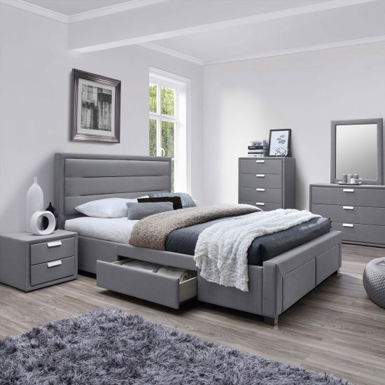 Double Bed East Woodstock | size: Length: 220.5cm, Width: 165cm, Height: 110cm | color: Gray | image: 1 | variant: 1005858