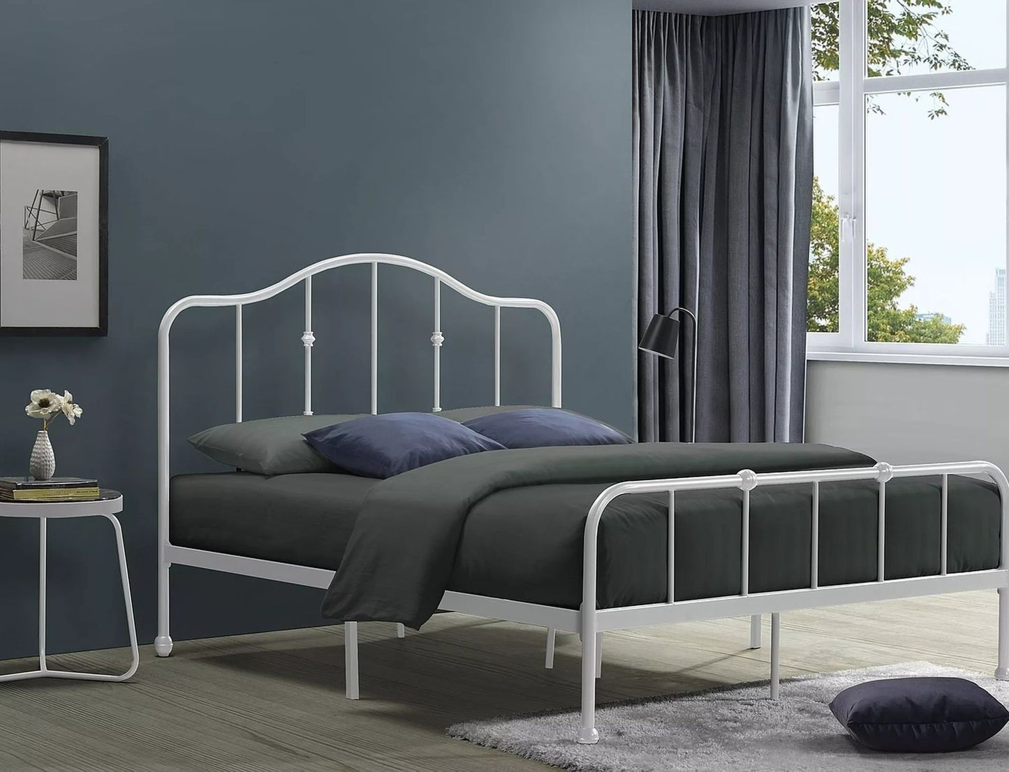 Double Bed Florencja | size: Length: 206cm, Width: 121cm, Height: 101cm | color: White | image: 0 | variant: 1018063