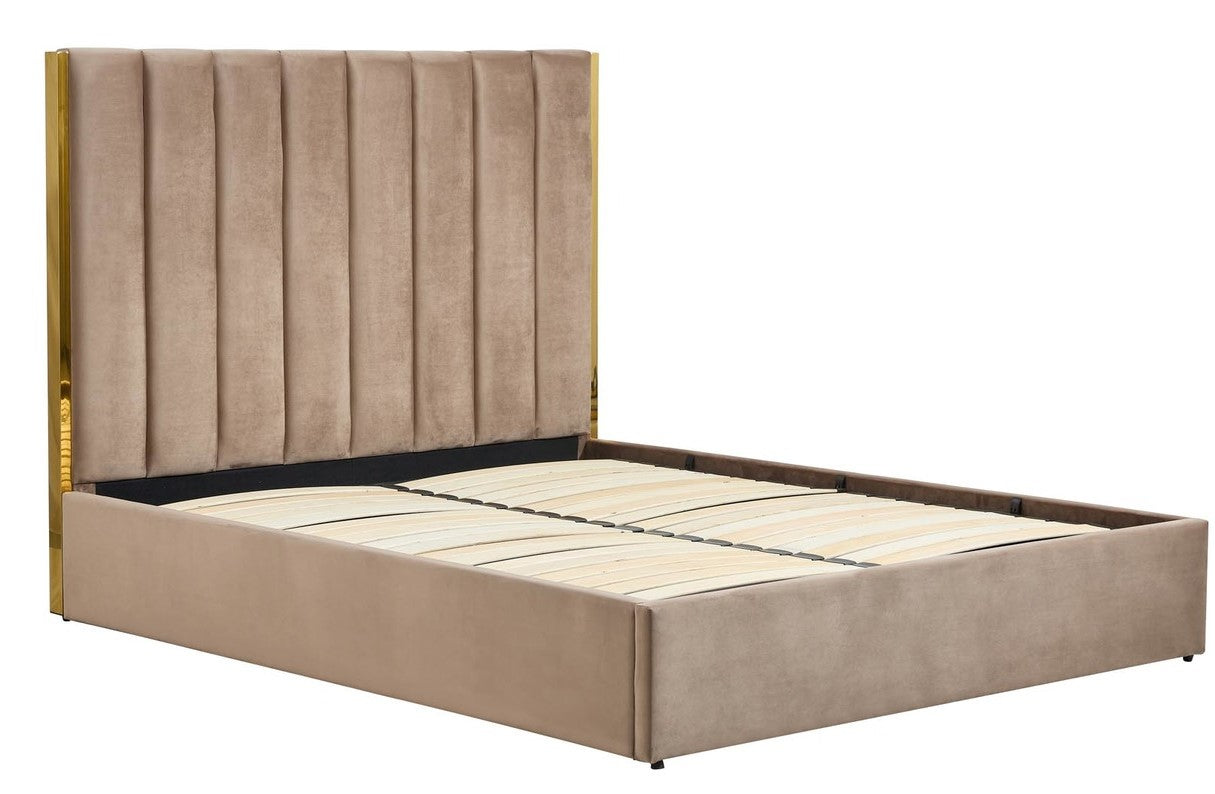 Double Bed Palazzo | size: Length: 214cm, Width: 171cm, Height: 33cm | color: Beige/Gold | image: 1 | variant: 1010042