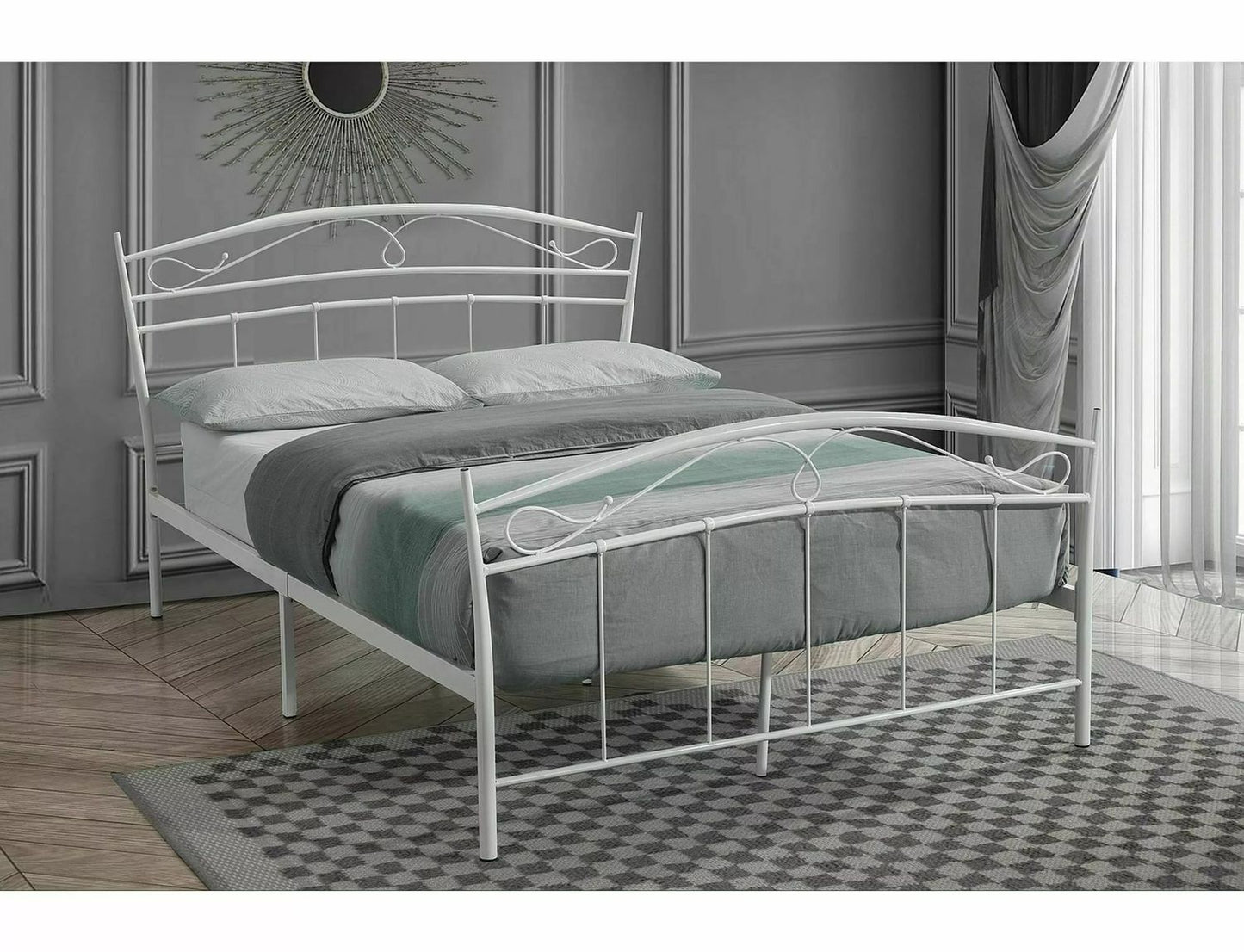 Double Bed Siena 1 | size: Length: 206cm, Width: 142cm, Height: 102cm | color: White | image: 0 | variant: 1018068