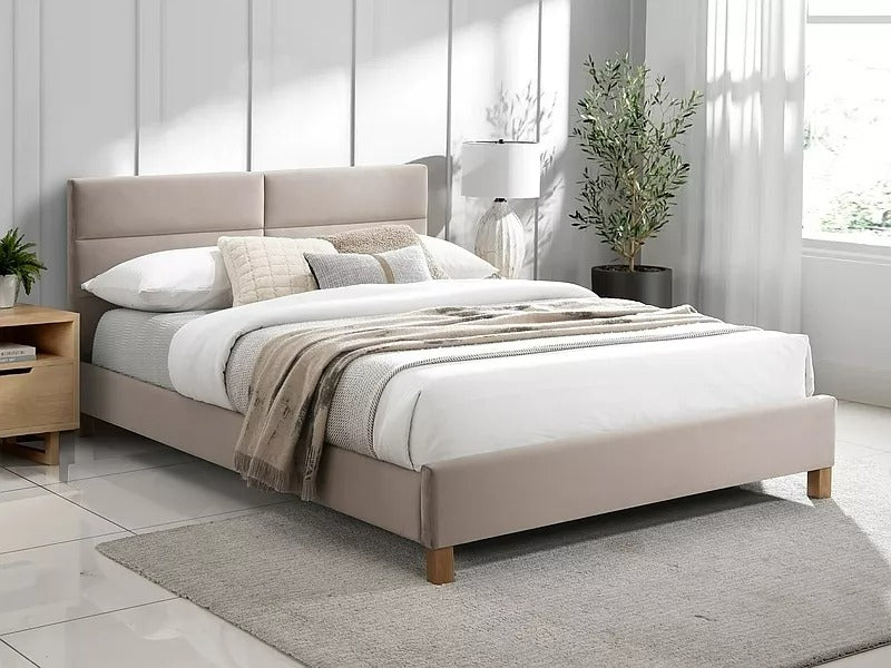 Double Bed Sierra 1 | size: Length: 213cm, Width: 146cm, Height: 91cm | color: Beige | image: 0 | variant: 1010179