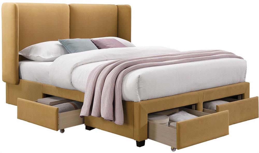 Double Bed Sugi | size: Length: 218cm, Width: 175cm, Height: 114cm | color: Yellow | image: 1 | variant: 1010094