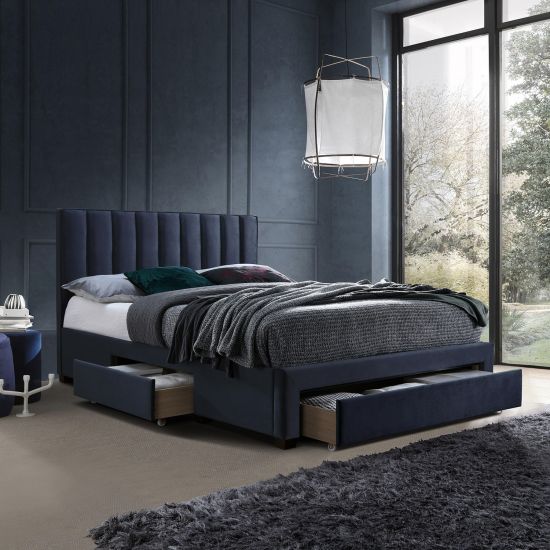 Double Bed Tenby | size: Length: 215cm, Width: 165cm, Height: 111cm | color: Blue | image: 1 | variant: 1001742