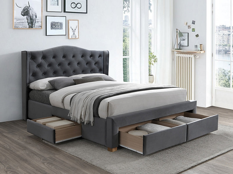 Double Bed West Luxembourg | size: Length: 219cm, Width: 178cm, Height: 124cm | color: Gray | image: 1 | variant: 1007611