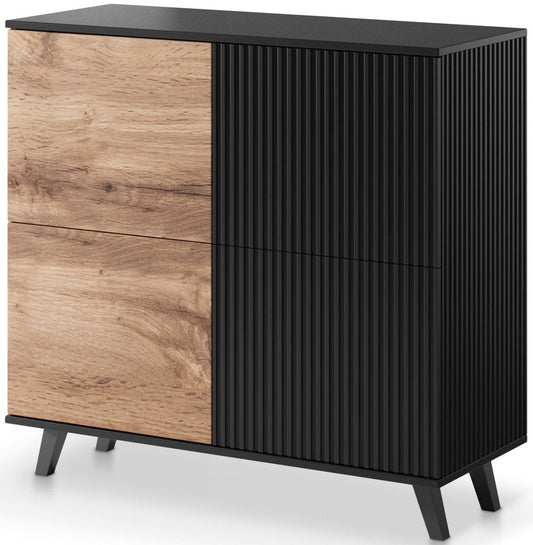 Dresser Random KM-2 | size: Width: 100cm, Height: 95cm, Depth: 40cm | color: Black/Oak | image: 1 | variant: 1012390