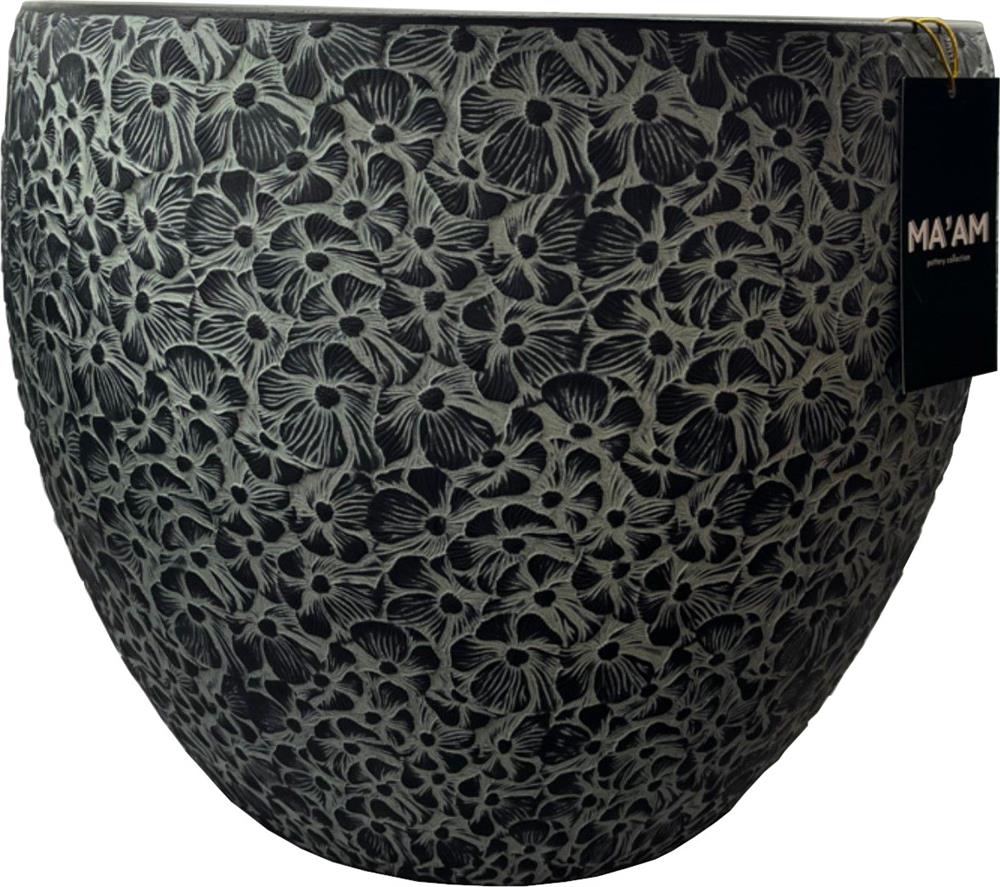 Flower Pot Flora 2 | size: Length: 37cm, Width: 37cm, Height: 30cm | color: Black/Grey | image: 1 | variant: 1002403