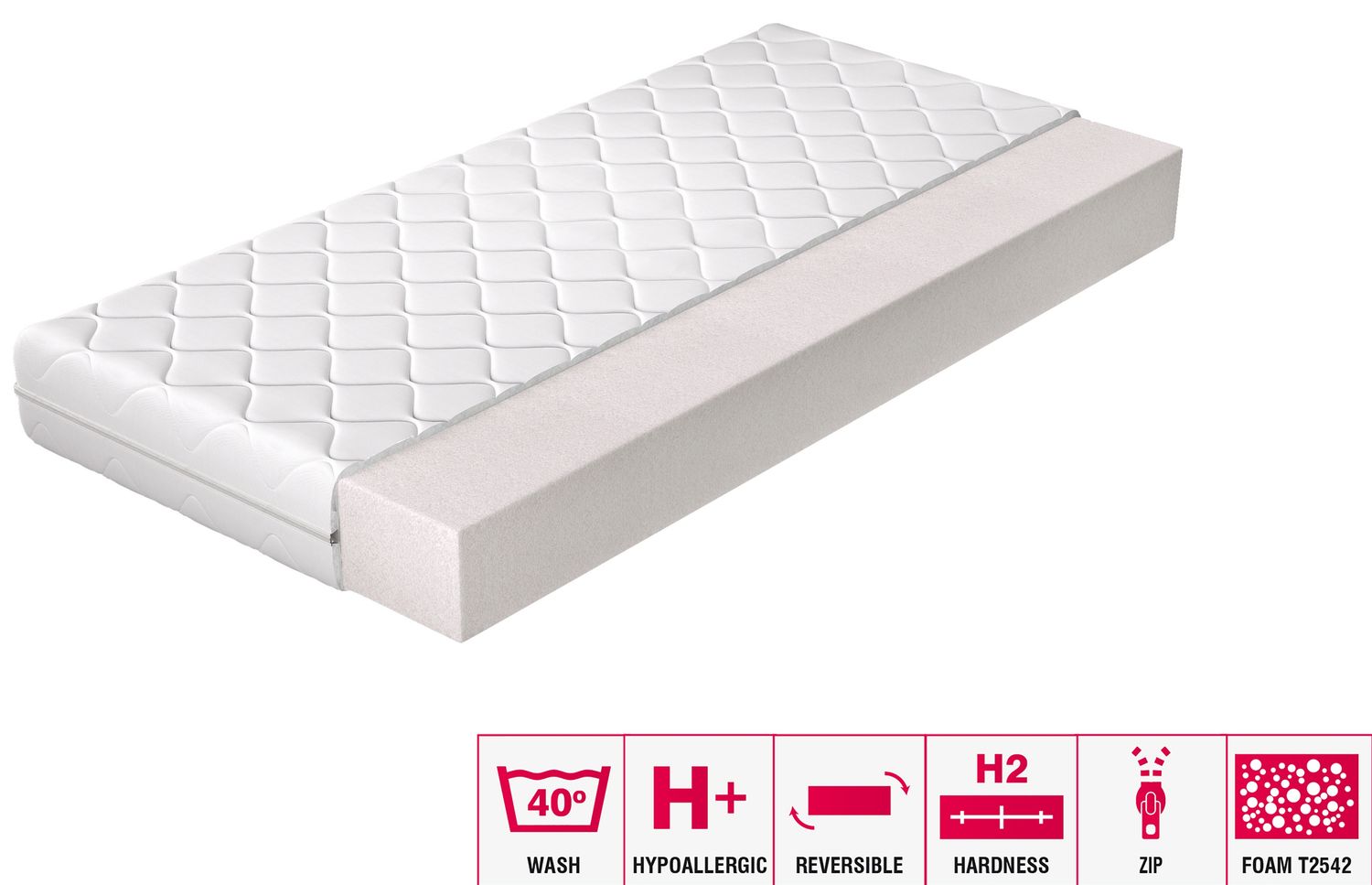 Foam Mattress Lino 5 | size: Length: 200cm, Width: 90cm | image: 2 | variant: 1013764