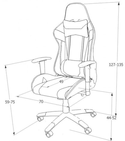 Gaming Chair Eastleigh | size: Width: 70cm, Height: 127-135cm, Depth: 49cm | color: Black/Grey | image: 4 | variant: 1004221