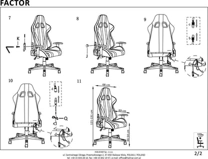 Gaming Chair Factor | size: Width: 68cm, Height: 121cm, Depth: 69cm | color: Multicolored | image: 10 | variant: 1011587