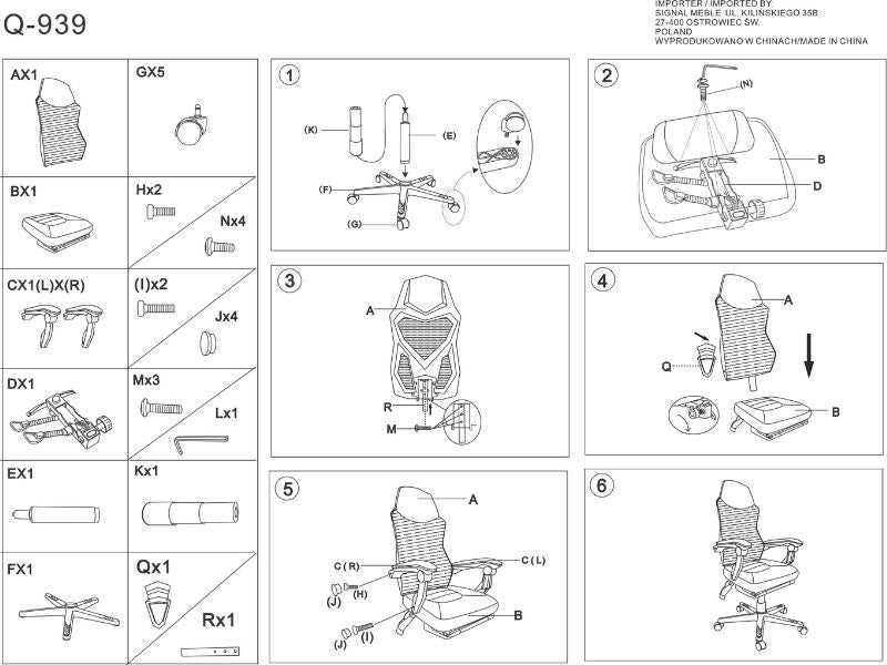 Gaming Chair Q-939 | size: Width: 56cm, Height: 120cm, Depth: 48cm | color: Black | image: 4 | variant: 1012378