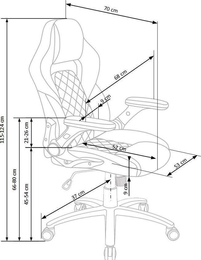 Gaming Chair Sonic | size: Width: 68cm, Height: 124cm, Depth: 70cm | color: Black/Grey | image: 8 | variant: 1011567