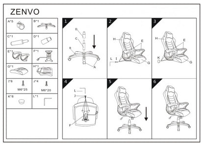 Gaming Chair West Parma | size: Width: 66cm, Height: 130cm, Depth: 48cm | color: White/Black | image: 4 | variant: 1007782