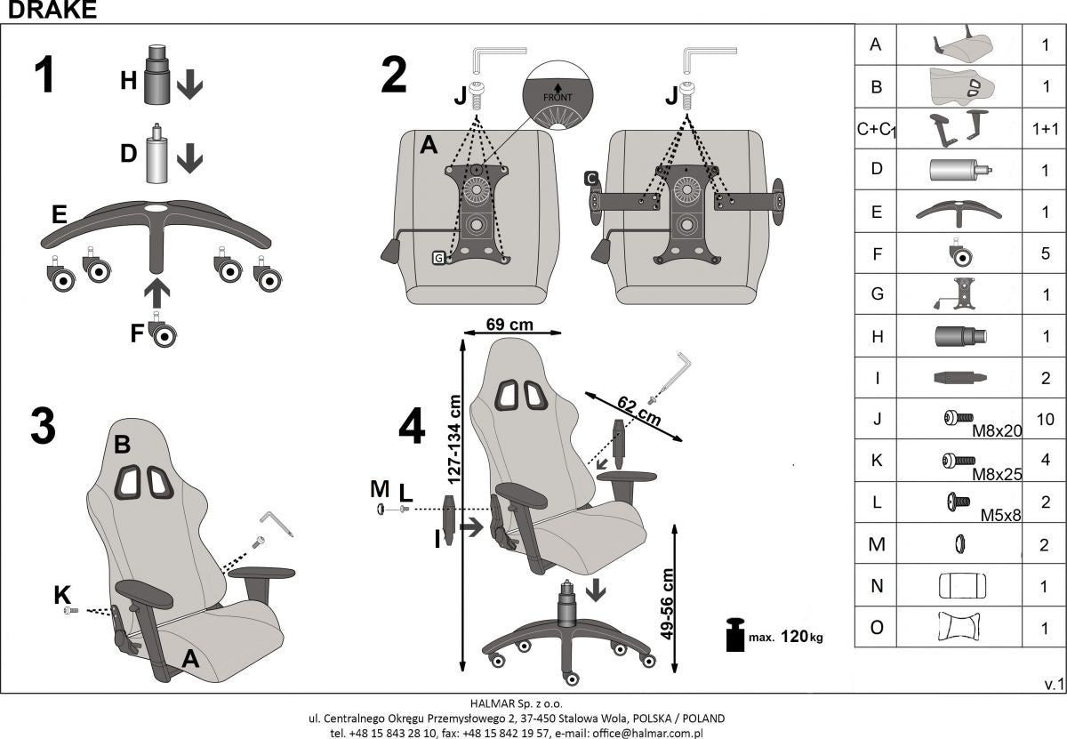 Gaming Chair West Winchester | size: Width: 69cm, Height: 134cm, Depth: 62cm | color: Black | image: 8 | variant: 1007074