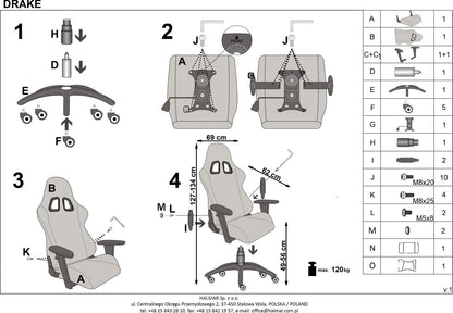 Gaming Chair West Winchester | size: Width: 69cm, Height: 134cm, Depth: 62cm | color: Black | image: 8 | variant: 1007074