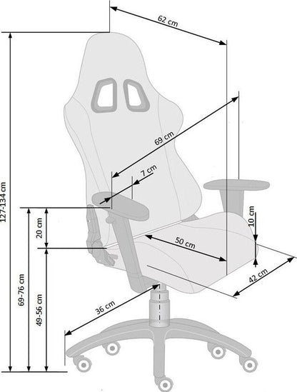 Gaming Chair West Winchester | size: Width: 69cm, Height: 134cm, Depth: 62cm | color: Black | image: 9 | variant: 1007074