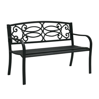 Garden Bench East Caterham | size: Length: 128cm, Width: 59cm, Height: 85cm | color: Black | image: 1 | variant: 1005213