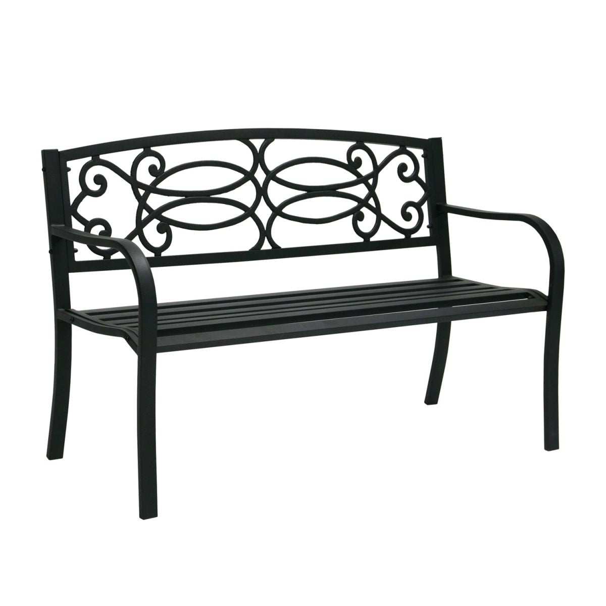 Garden Bench Verde | size: Length: 128cm, Width: 59cm, Height: 85cm | color: Black | image: 1 | variant: 1010690