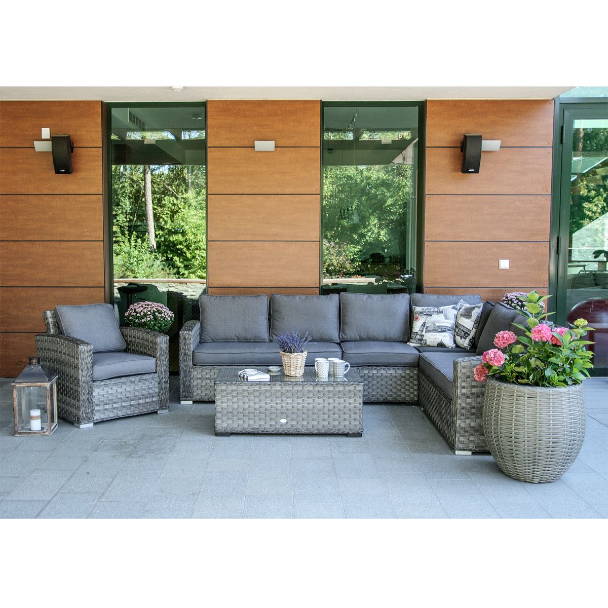 Garden Modular Sofa Geneva 1 | size: Length: 81cm, Height: 78cm, Depth: 81cm | color: Gray | image: 5 | variant: 1010595