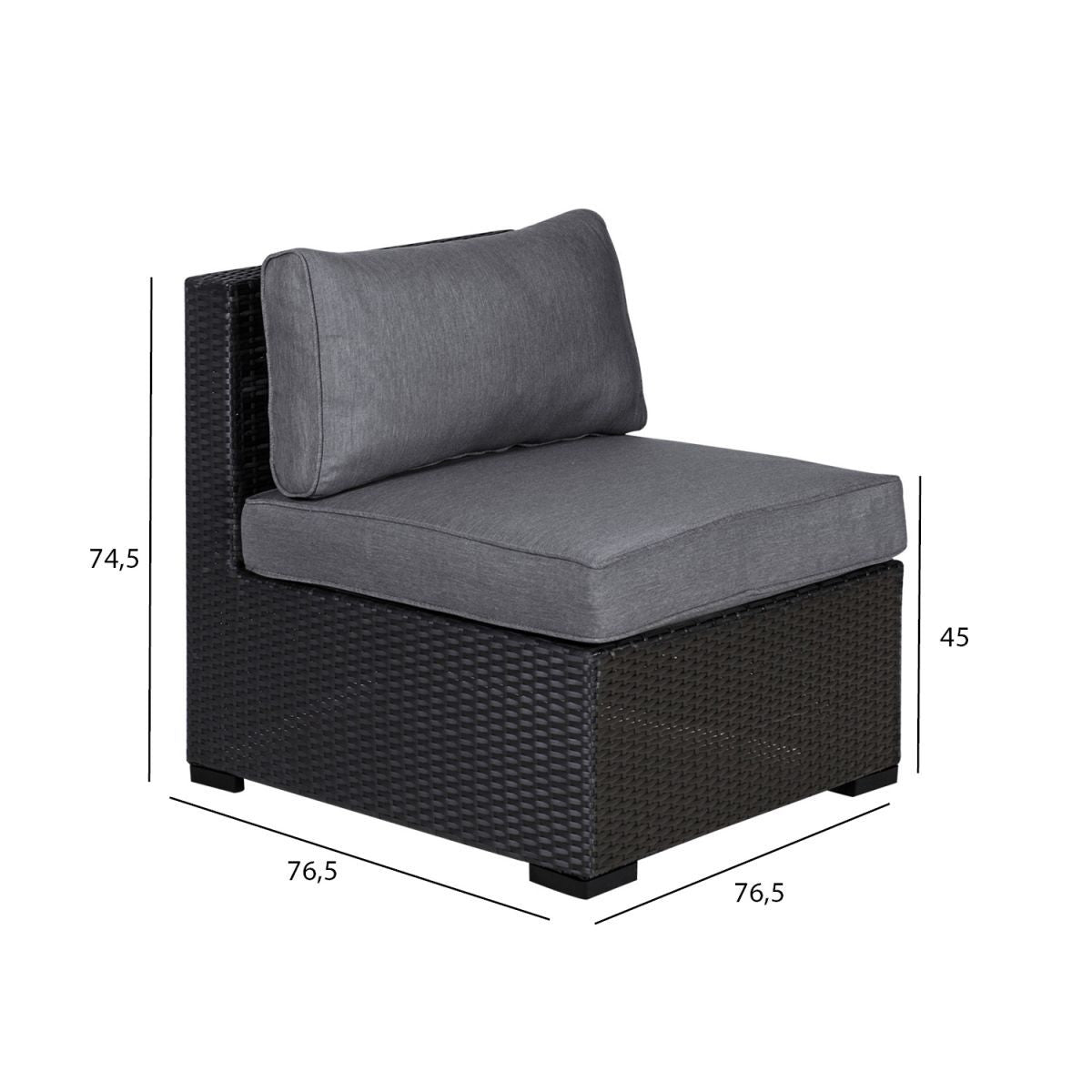 Garden Modular Sofa Sevilla 1 | size: Length: 67cm, Height: 45cm, Depth: 76.5cm | color: Gray | image: 1 | variant: 1010593