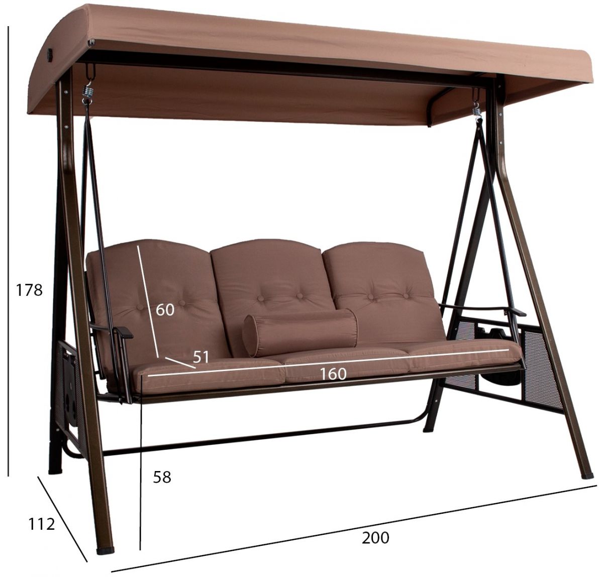 Garden Rocking Sofa Franco | color: Brown | image: 2 | variant: 1012237