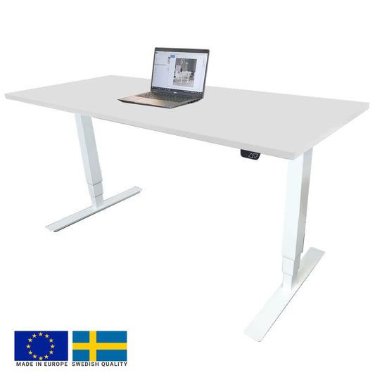 Height Adjustable Desk Brando 3 | size: Length: 70cm, Width: 140cm, Height: 129.1cm | color: White / White | image: 0 | variant: 1006273