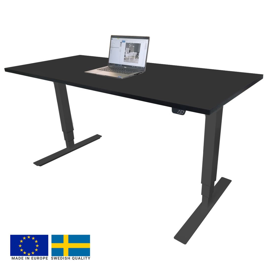 Height Adjustable Desk Brando 4 | size: Length: 70cm, Width: 140cm, Height: 129.1cm | color: Black / Black | image: 0 | variant: 1006277