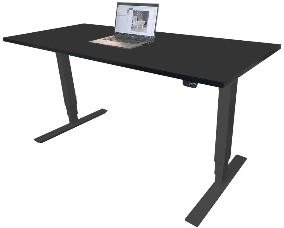 Height Adjustable Desk Brando 4 | size: Length: 70cm, Width: 140cm, Height: 129.1cm | color: Black / Black | image: 1 | variant: 1006277