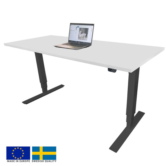 Height Adjustable Desk Brando 7 | size: Length: 70cm, Width: 160cm, Height: 129.1cm | color: White / Black | image: 0 | variant: 1006285