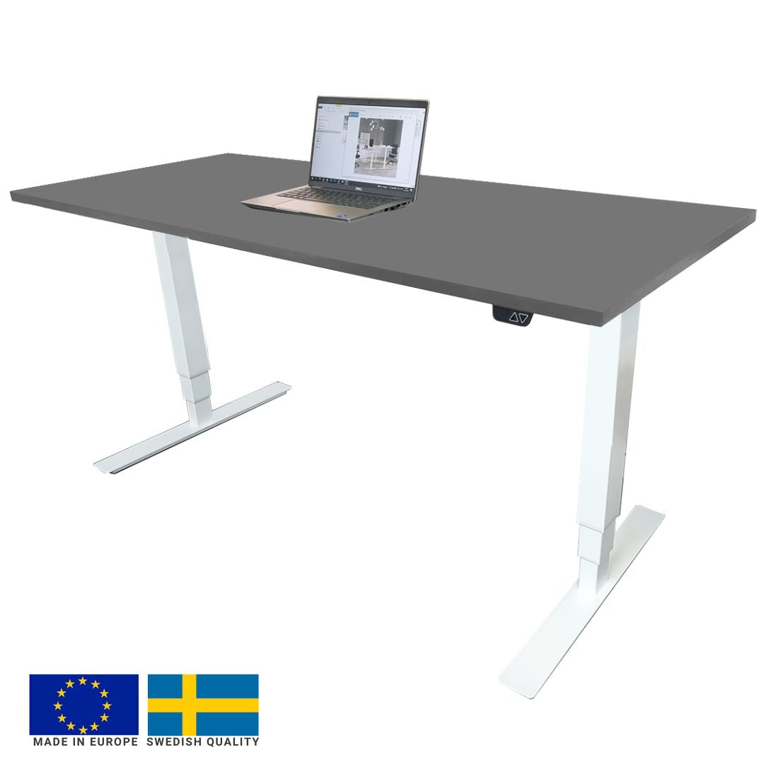 Height Adjustable Desk Brando | size: Length: 70cm, Width: 120cm, Height: 129.1cm | color: Gray / White | image: 0 | variant: 1006262