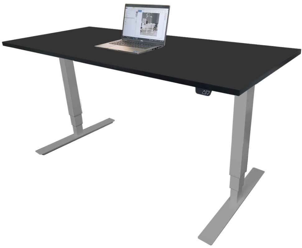 Height Adjustable Desk East Canterbury | size: Length: 70cm, Width: 140cm, Height: 129.1cm | color: Black / Gray | image: 1 | variant: 1004665