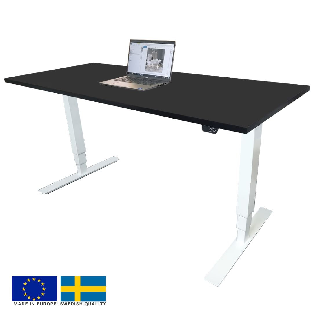 Height Adjustable Desk East Canterbury | size: Length: 70cm, Width: 160cm, Height: 129.1cm | color: Black / White | image: 0 | variant: 1004668