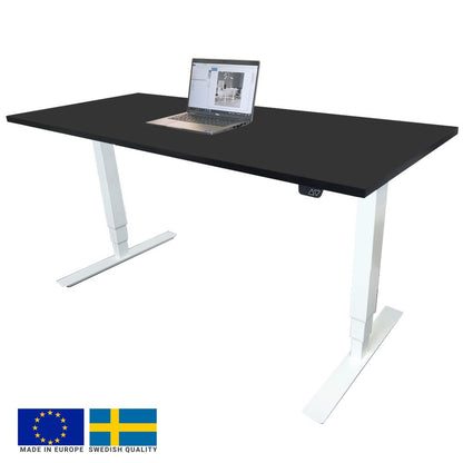 Height Adjustable Desk East Canterbury | size: Length: 70cm, Width: 160cm, Height: 129.1cm | color: Black / White | image: 0 | variant: 1004668