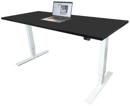 Height Adjustable Desk East Canterbury | size: Length: 70cm, Width: 160cm, Height: 129.1cm | color: Black / White | image: 1 | variant: 1004668