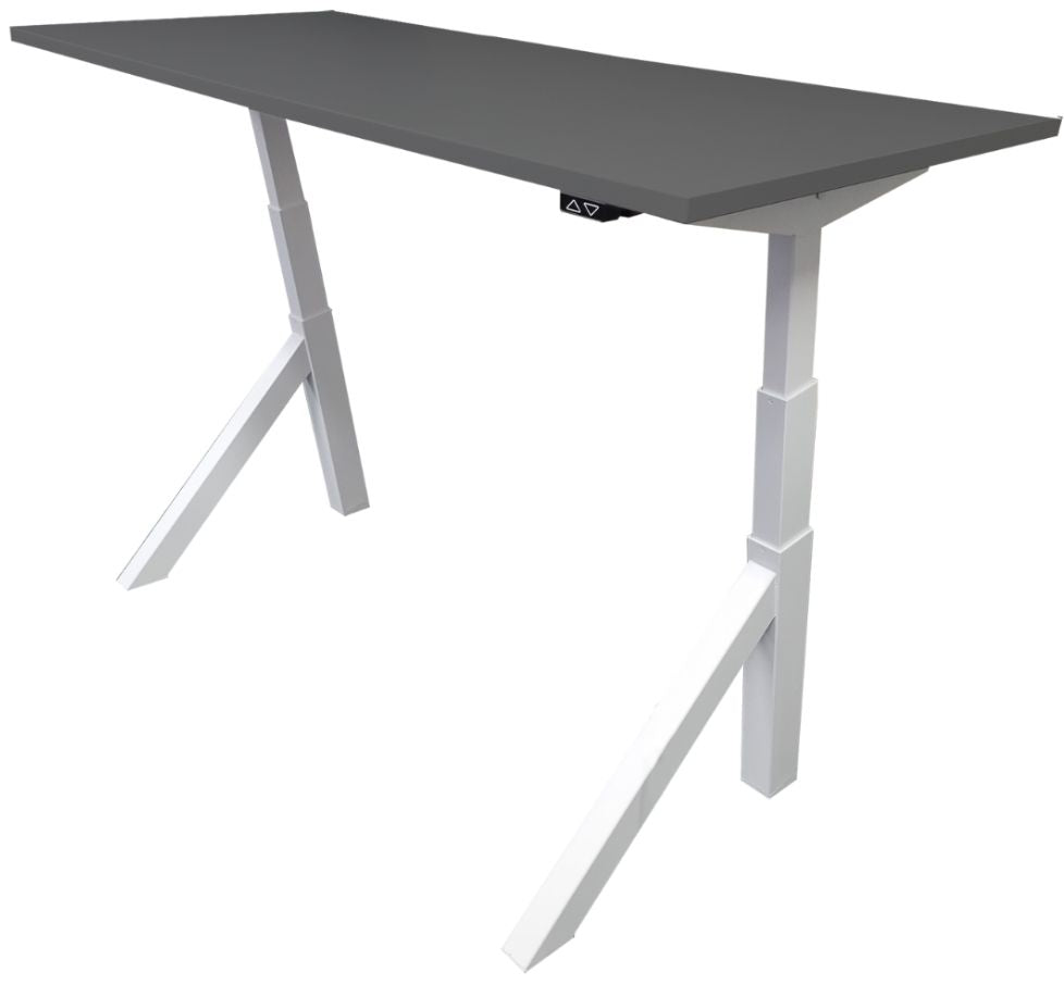Height Adjustable Desk East Windsor | size: Length: 70cm, Width: 120cm, Height: 114.6cm | color: Gray / White | image: 1 | variant: 1004677