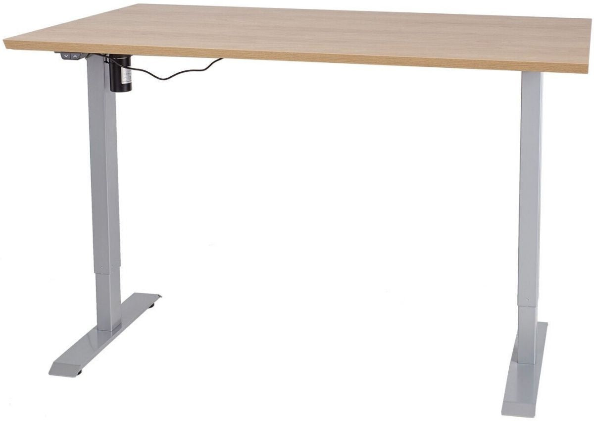 Height Adjustable Desk Ergo 4 | size: Length: 80cm, Width: 160cm, Height: 121cm | color: Hickory / Gray | image: 0 | variant: 1006258