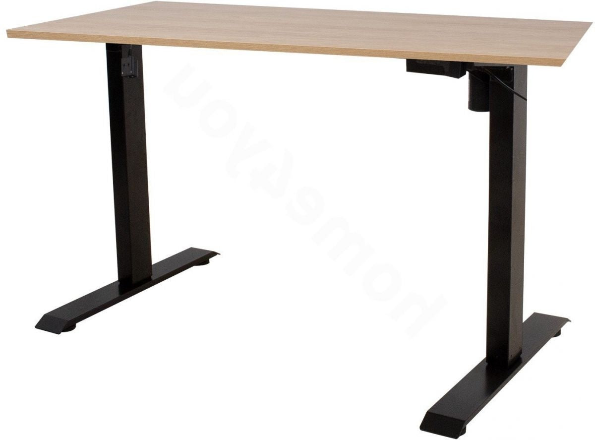Height Adjustable Desk Ergo 6 | size: Length: 80cm, Width: 160cm, Height: 121cm | color: Maple / Black | image: 0 | variant: 1012123