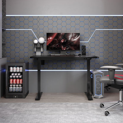 Height Adjustable Desk Ergo 7 | size: Length: 80cm, Width: 140cm, Height: 121cm | color: Black / Black | image: 1 | variant: 1012423
