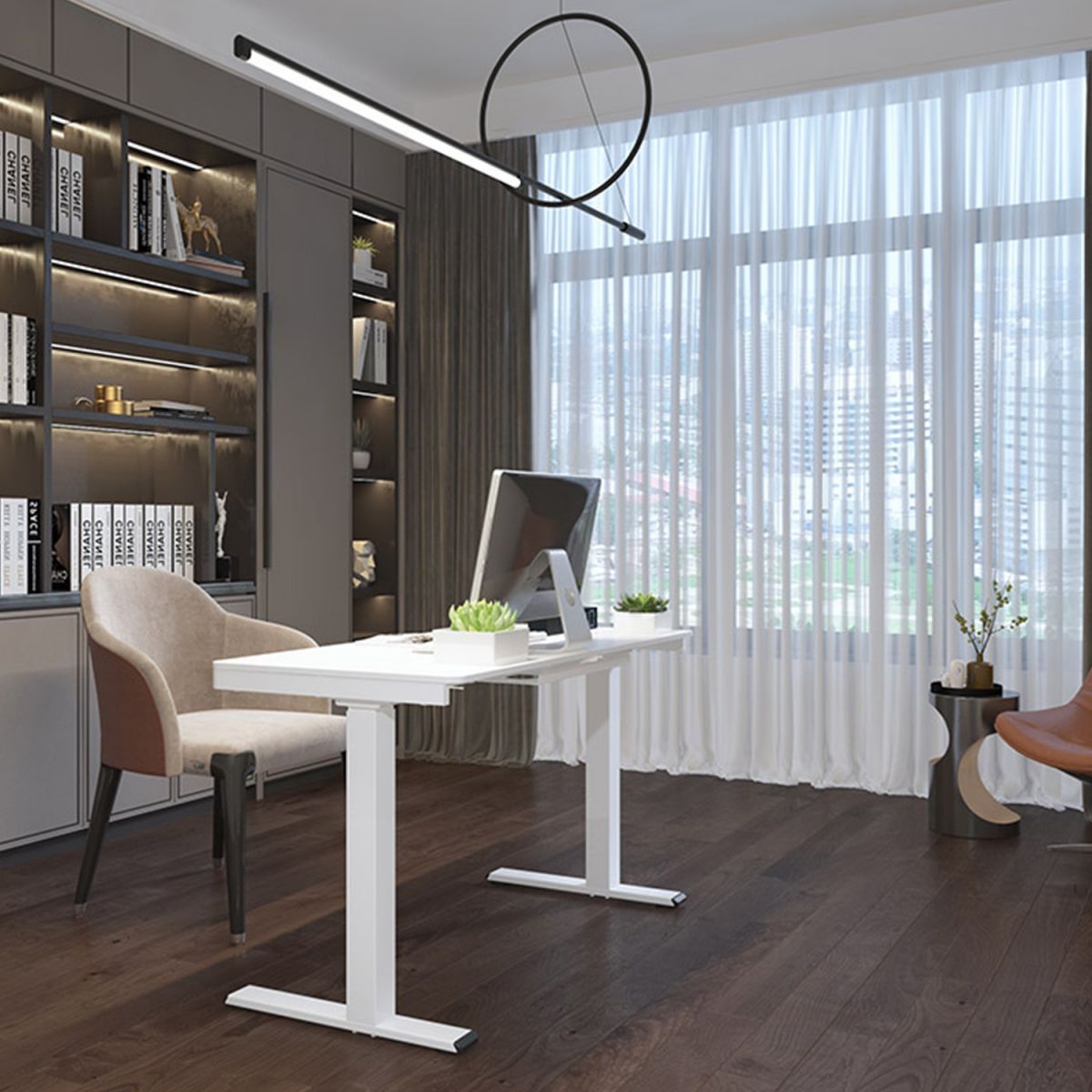 Height Adjustable Desk Ergo | size: Length: 60cm, Width: 120cm, Height: 121cm | color: White / White | image: 5 | variant: 1006245